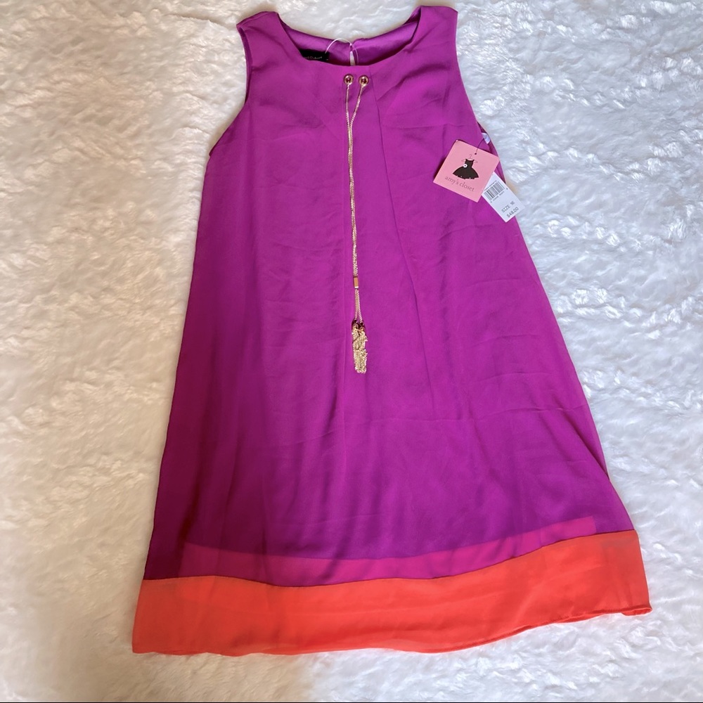 Amy’s Closet Purple& Orange Sleeve less Dress
